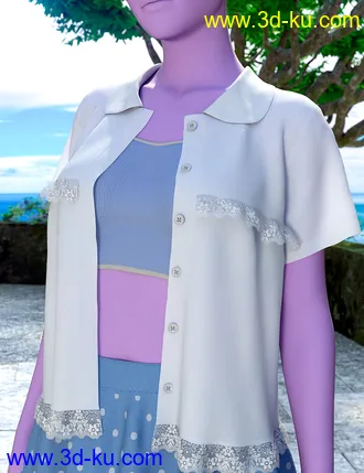 3D打印模型dForce Frilled Blouse and Skirt for Genesis 8 Female的图片