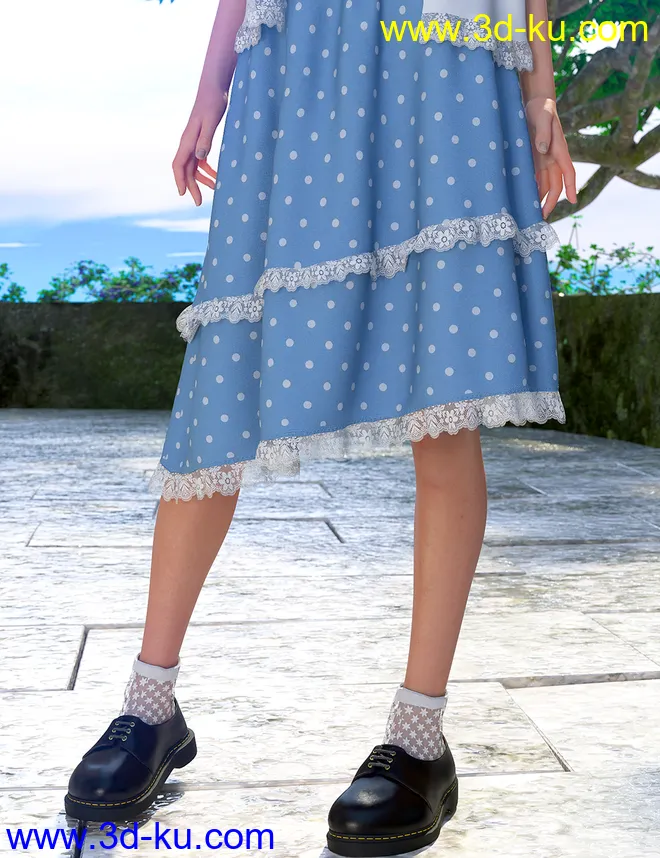 dForce Frilled Blouse and Skirt for Genesis 8 Female模型的图片7