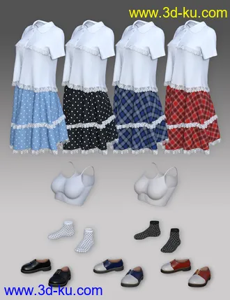 3D打印模型dForce Frilled Blouse and Skirt for Genesis 8 Female的图片