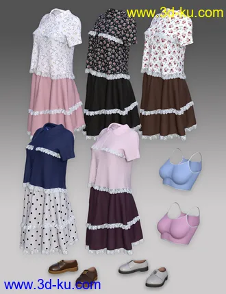 3D打印模型dForce Frilled Blouse and Skirt for Genesis 8 Female的图片