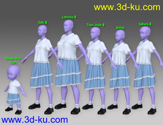 dForce Frilled Blouse and Skirt for Genesis 8 Female模型的图片13