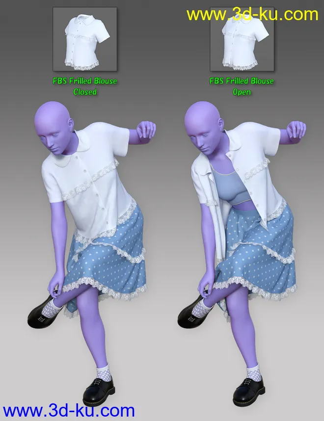 dForce Frilled Blouse and Skirt for Genesis 8 Female模型的图片14