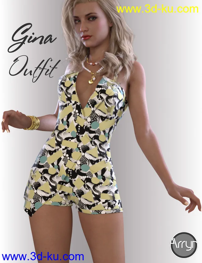 dForce Gina Outfit for Genesis 8.1 Females模型的图片1