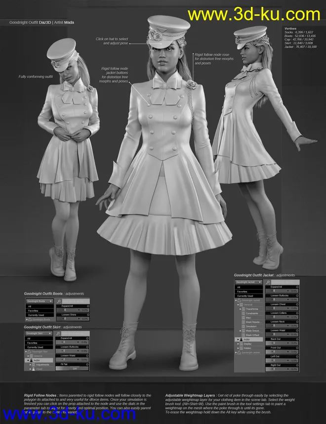 dForce Goodnight Outfit for Genesis 8 Females模型的图片6