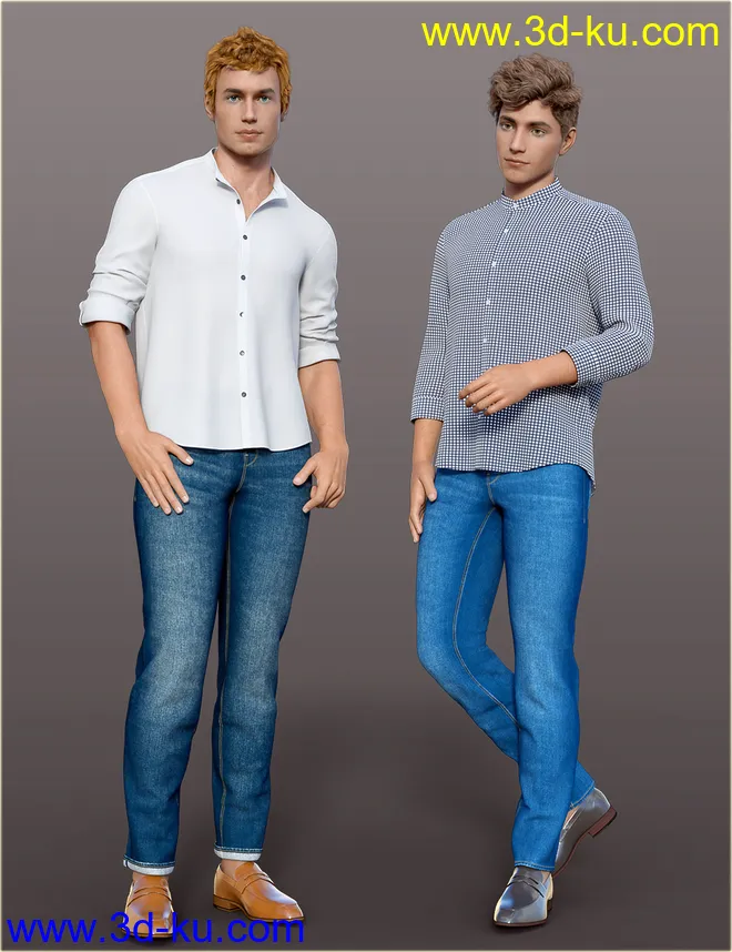 dForce H&C Mandarin Collar Shirt Outfit for Genesis 8 Male(s)模型的图片1