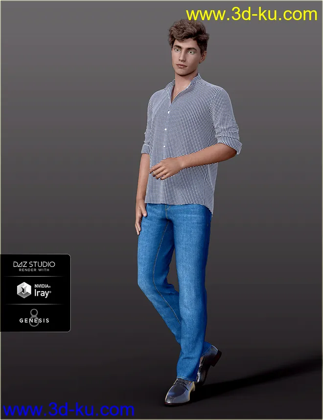 dForce H&C Mandarin Collar Shirt Outfit for Genesis 8 Male(s)模型的图片2