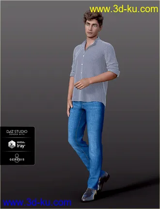 3D打印模型dForce H&C Mandarin Collar Shirt Outfit for Genesis 8 Male(s)的图片