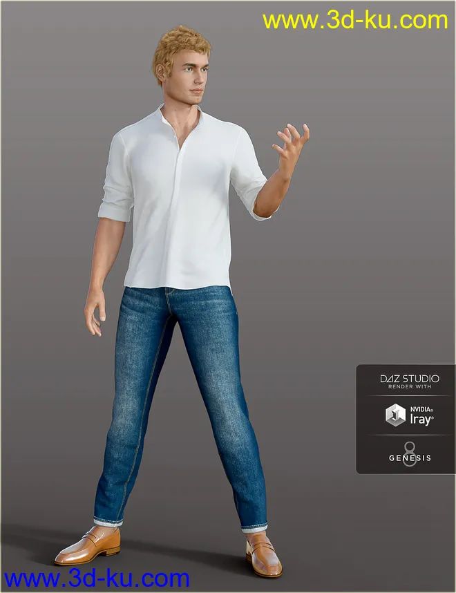 dForce H&C Mandarin Collar Shirt Outfit for Genesis 8 Male(s)模型的图片3