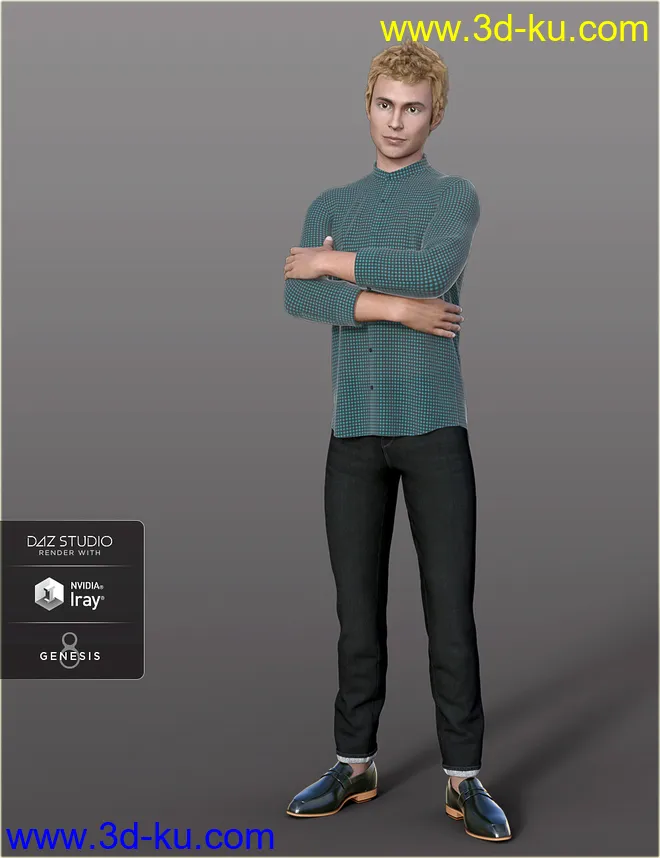 dForce H&C Mandarin Collar Shirt Outfit for Genesis 8 Male(s)模型的图片4