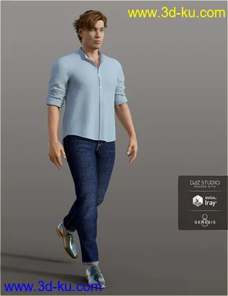 3D打印模型dForce H&C Mandarin Collar Shirt Outfit for Genesis 8 Male(s)的图片