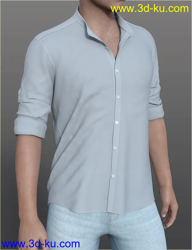 dForce H&C Mandarin Collar Shirt Outfit for Genesis 8 Male(s)模型的图片8