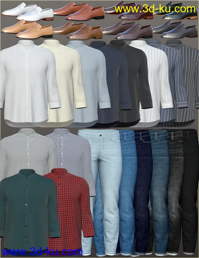 dForce H&C Mandarin Collar Shirt Outfit for Genesis 8 Male(s)模型的图片11
