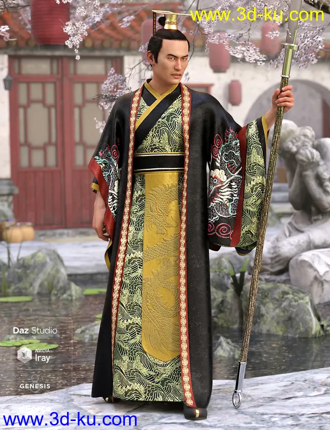 dForce Hanfu Outfit Textures模型的图片2