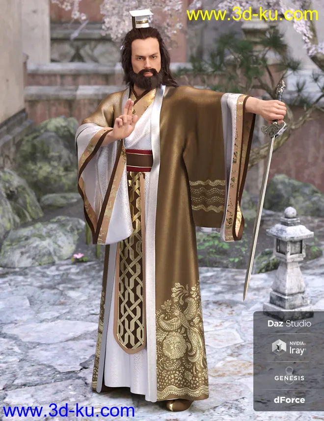 dForce Hanfu Outfit Textures模型的图片3
