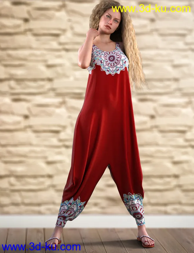 dForce Harem Jumpsuit for Genesis 8 and 8.1 Female模型的图片2