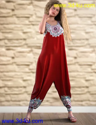 3D打印模型dForce Harem Jumpsuit for Genesis 8 and 8.1 Female的图片