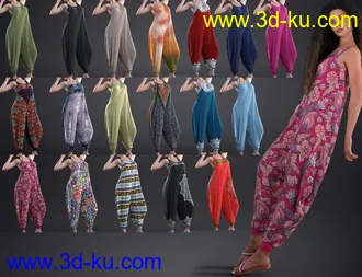3D打印模型dForce Harem Jumpsuit for Genesis 8 and 8.1 Female的图片
