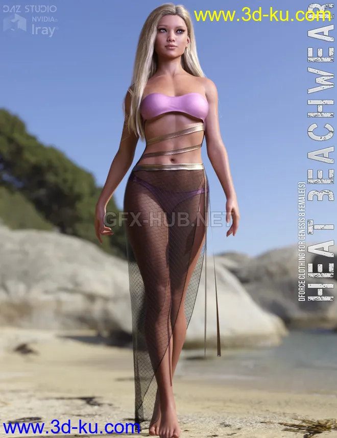 dForce Heat Beachwear for Genesis 8 Females模型的图片1