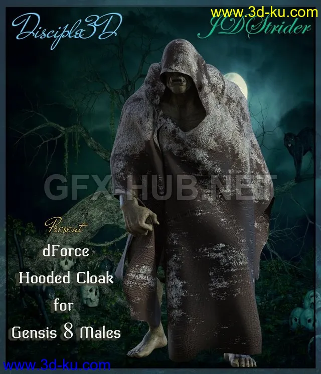 dForce Hooded Cloak for G8M模型的图片1