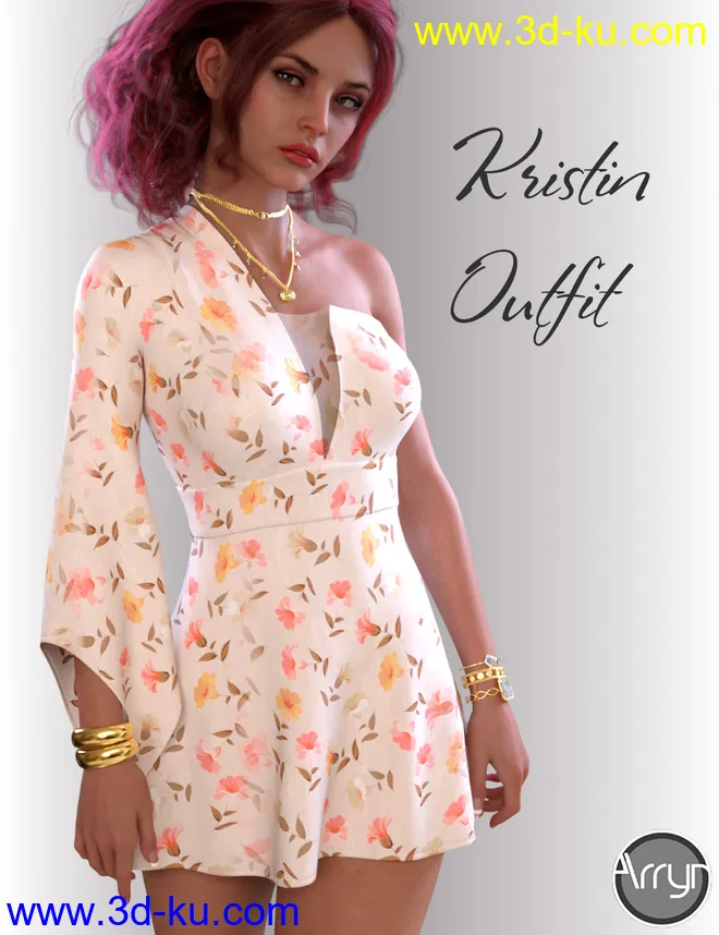 dForce Kristin Dress for Genesis 8 Females模型的图片1