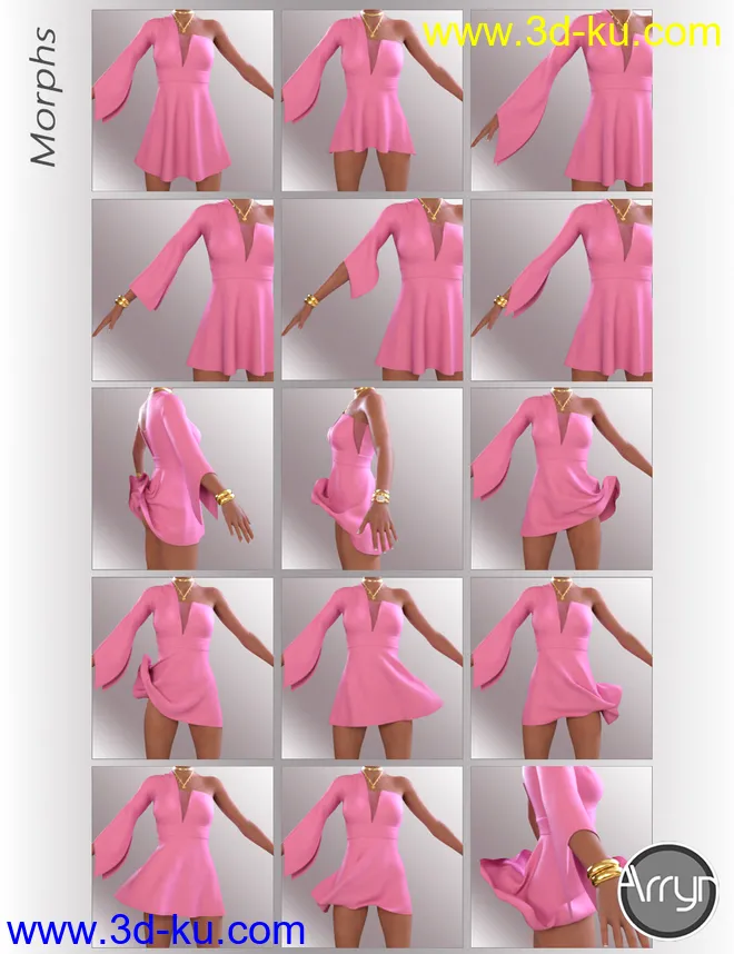 dForce Kristin Dress for Genesis 8 Females模型的图片5