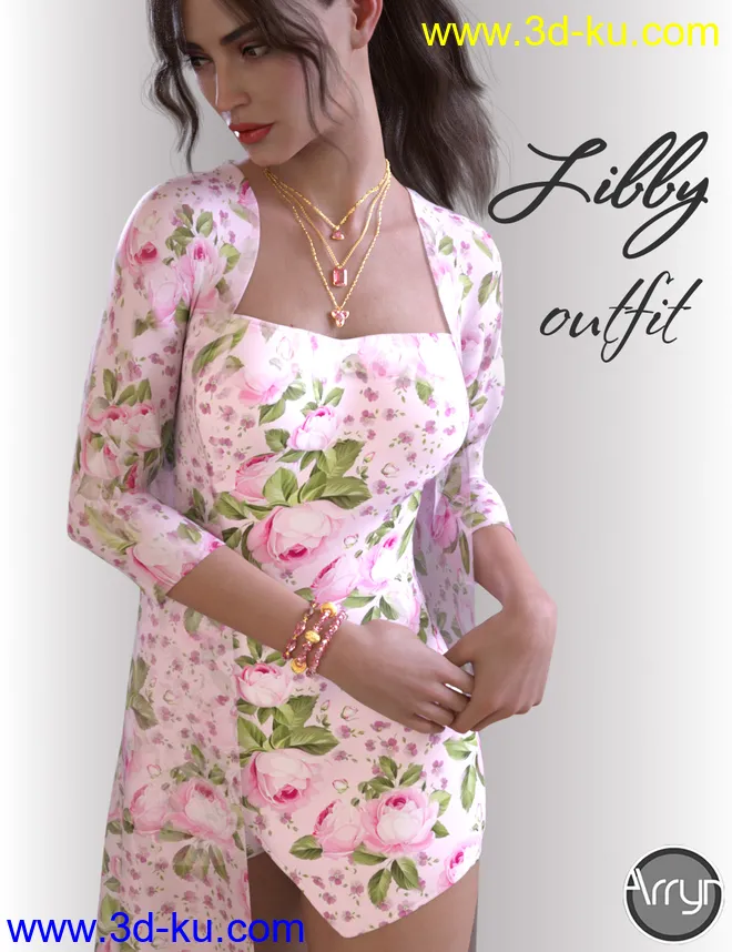 dForce Libby Holiday Outfit for Genesis 8 Females模型的图片1