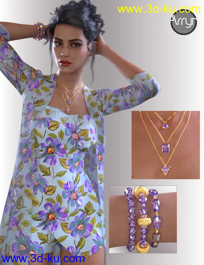 dForce Libby Holiday Outfit for Genesis 8 Females模型的图片5