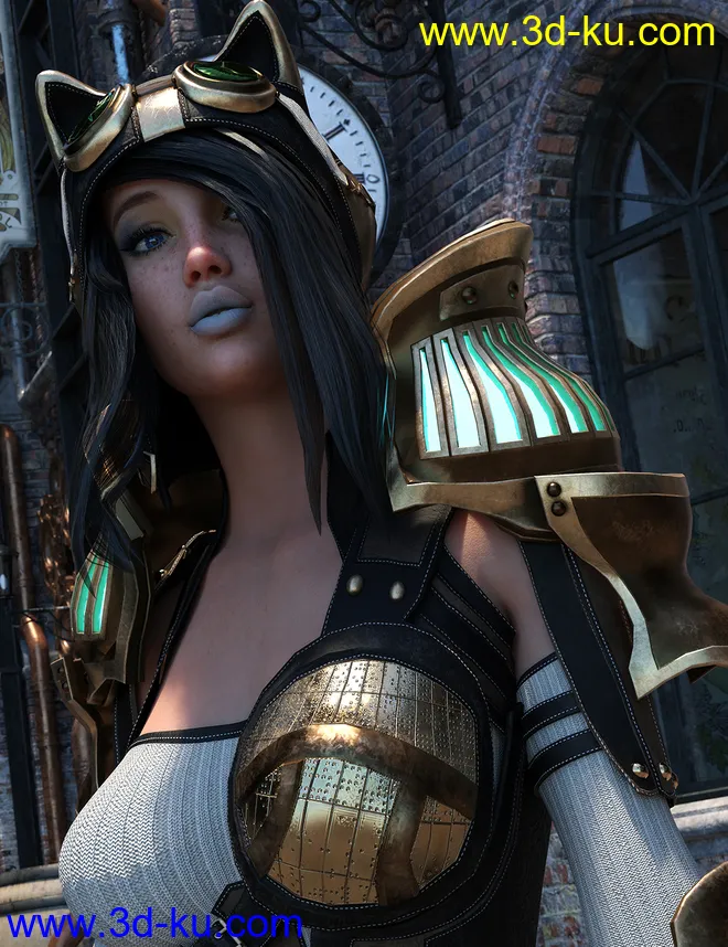 dForce Lynx Steampunk Armor for Genesis 8.1 Females模型的图片1