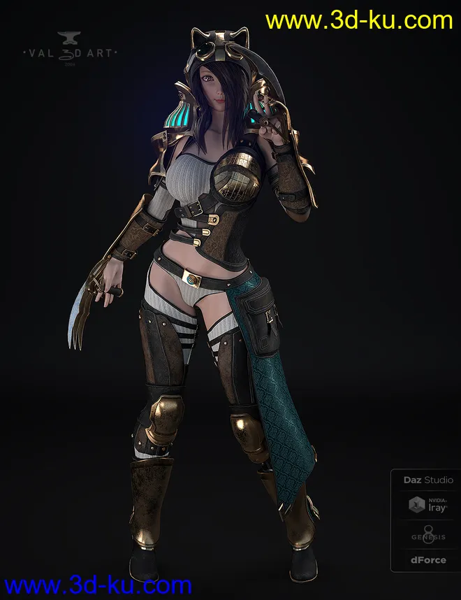 dForce Lynx Steampunk Armor for Genesis 8.1 Females模型的图片2