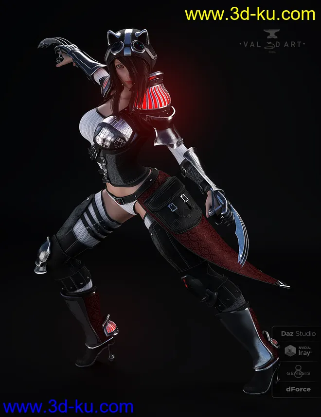 dForce Lynx Steampunk Armor for Genesis 8.1 Females模型的图片4