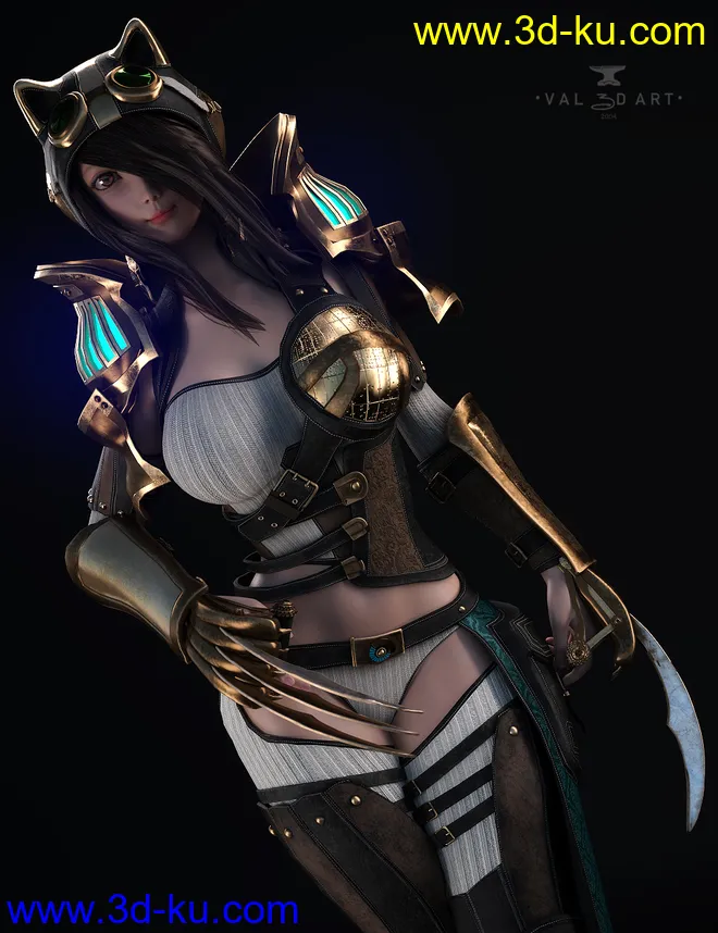 dForce Lynx Steampunk Armor for Genesis 8.1 Females模型的图片5