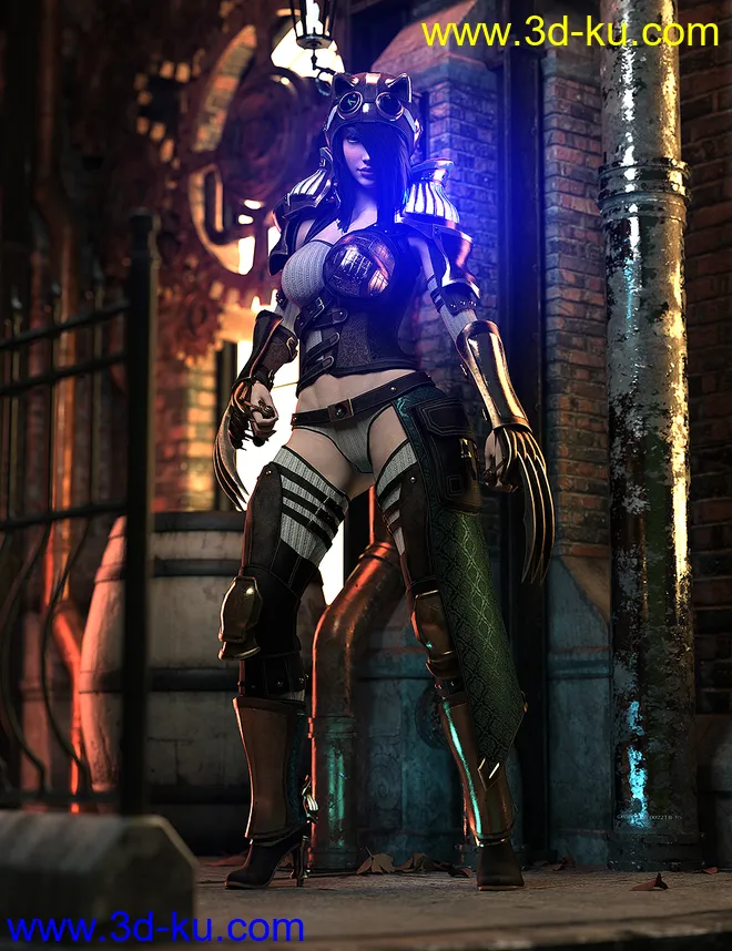 dForce Lynx Steampunk Armor for Genesis 8.1 Females模型的图片6