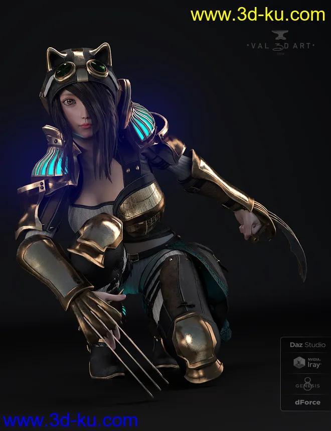 dForce Lynx Steampunk Armor for Genesis 8.1 Females模型的图片10
