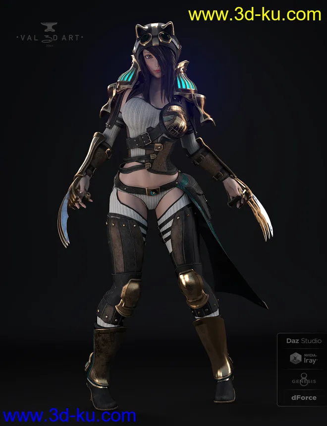 dForce Lynx Steampunk Armor for Genesis 8.1 Females模型的图片11