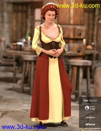 3D打印模型dForce Medieval Barmaid for Genesis 8 Female(s)的图片