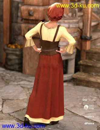 3D打印模型dForce Medieval Barmaid for Genesis 8 Female(s)的图片