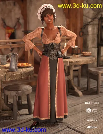 3D打印模型dForce Medieval Barmaid Textures - Weary的图片
