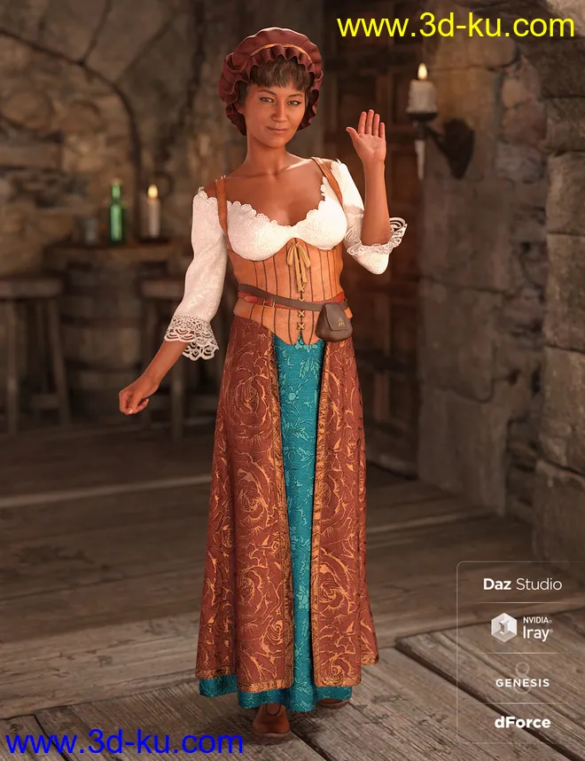 dForce Medieval Barmaid Textures - Weary模型的图片5