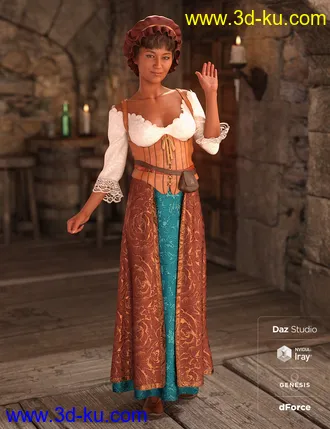 3D打印模型dForce Medieval Barmaid Textures - Weary的图片