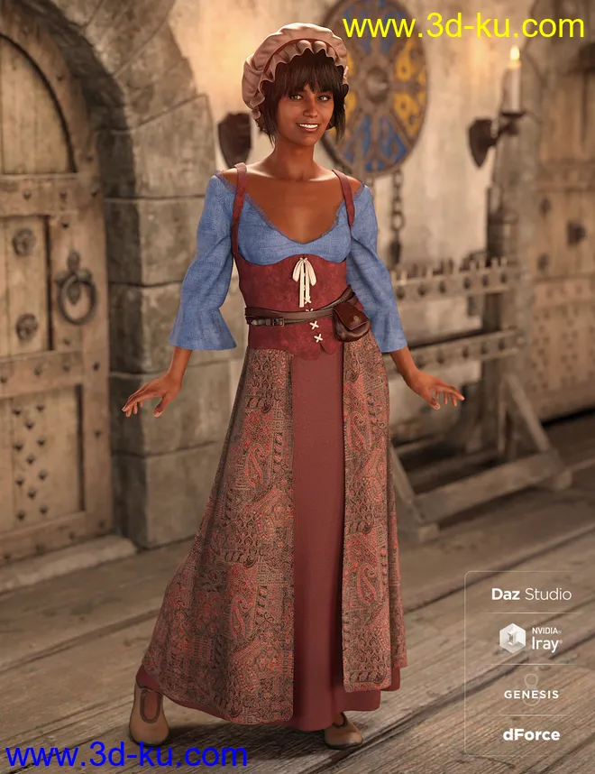 dForce Medieval Barmaid Textures - Weary模型的图片6