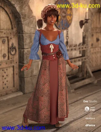 3D打印模型dForce Medieval Barmaid Textures - Weary的图片