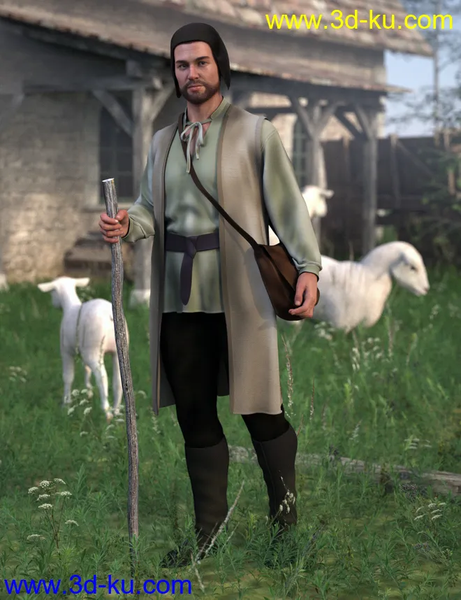 dForce Medieval Peasant for Genesis 8 Males模型的图片1