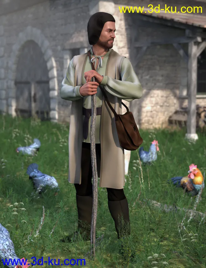 dForce Medieval Peasant for Genesis 8 Males模型的图片2
