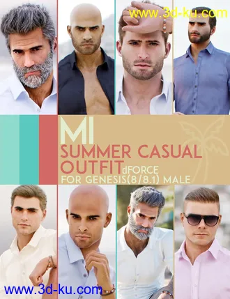 3D打印模型dForce MI Summer Casual Outfit for Genesis 8 and 8.1 Males的图片