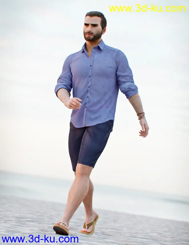 dForce MI Summer Casual Outfit for Genesis 8 and 8.1 Males模型的图片5