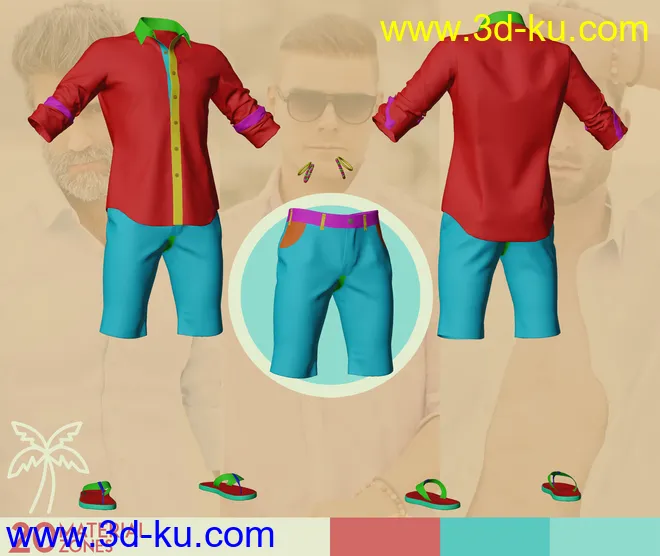 dForce MI Summer Casual Outfit for Genesis 8 and 8.1 Males模型的图片10