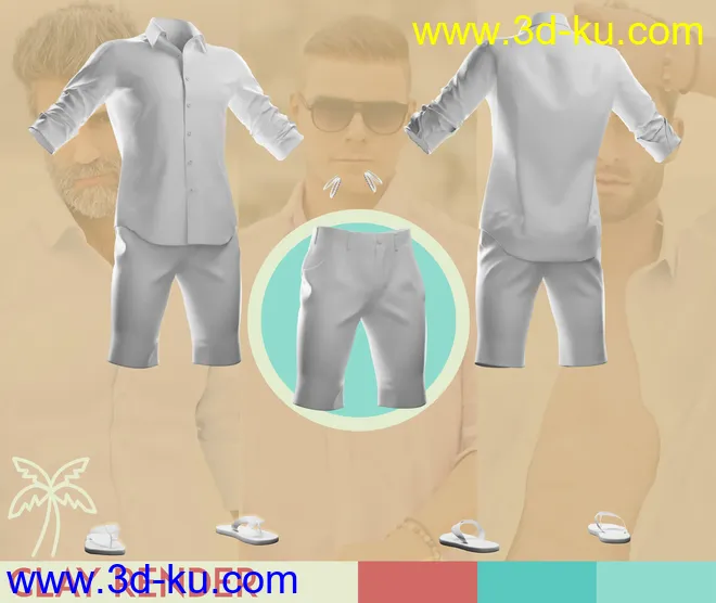 dForce MI Summer Casual Outfit for Genesis 8 and 8.1 Males模型的图片11