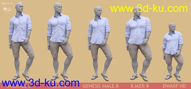 dForce MI Summer Casual Outfit for Genesis 8 and 8.1 Males模型的图片14