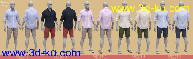 dForce MI Summer Casual Outfit for Genesis 8 and 8.1 Males模型的图片16