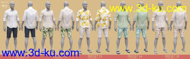 dForce MI Summer Casual Outfit Texture Add-on模型的图片3
